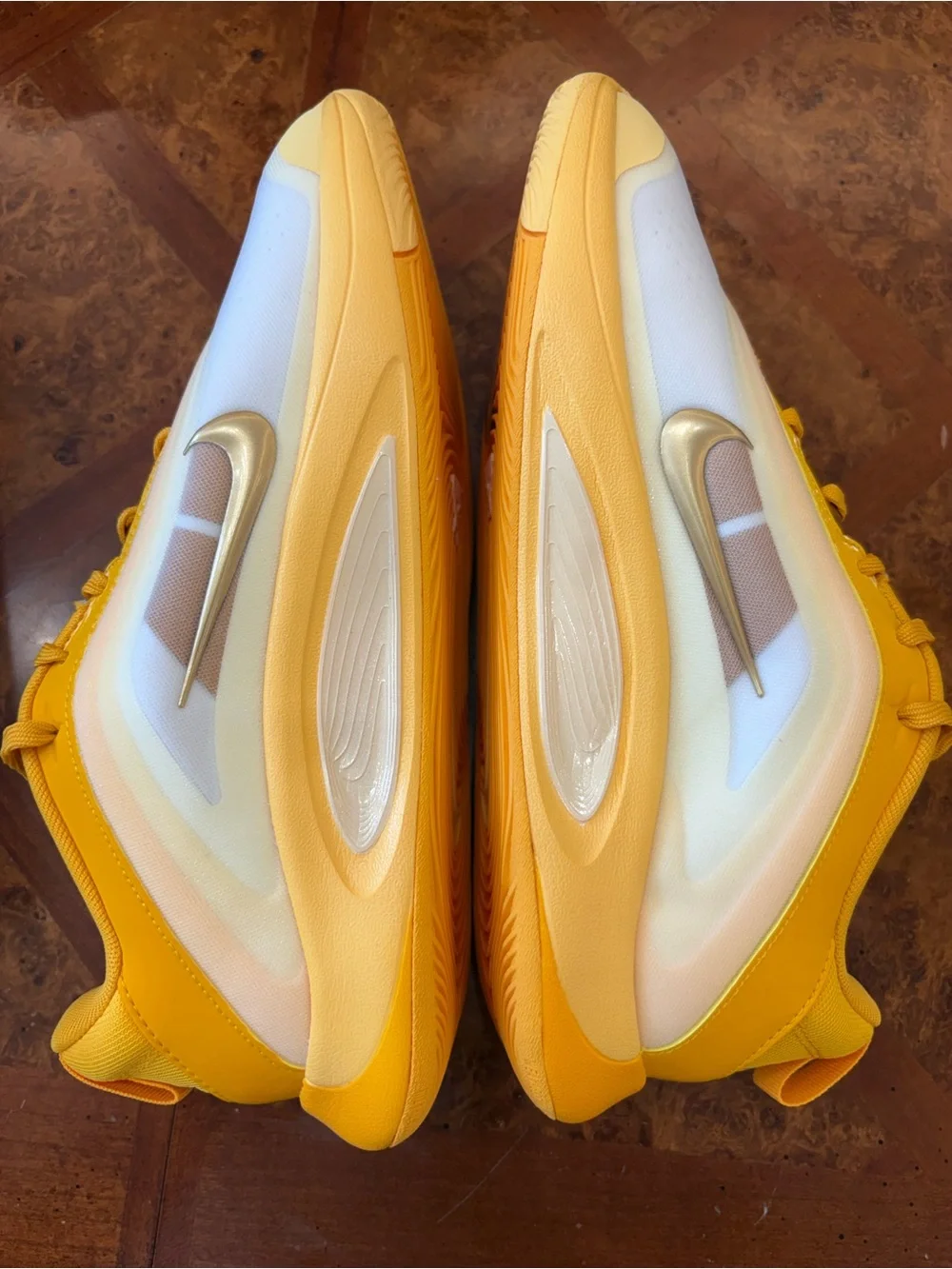 Nike Yellow, Gold and White A’One Low-Top Athletic Sneakers